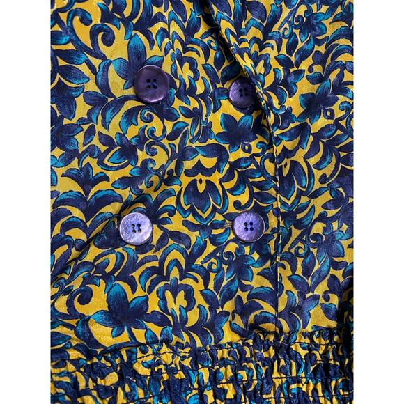 Vintage three flaggs California floral yellow & blue top (b42) - Picture 2 of 11